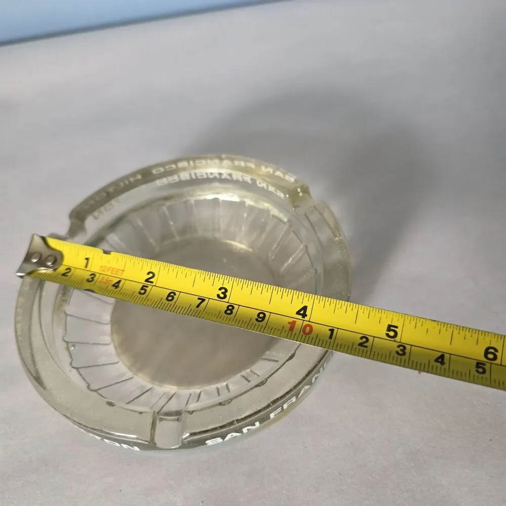 Hilton Hotel San Francisco  Ashtray Vintage  Round Clear Glass